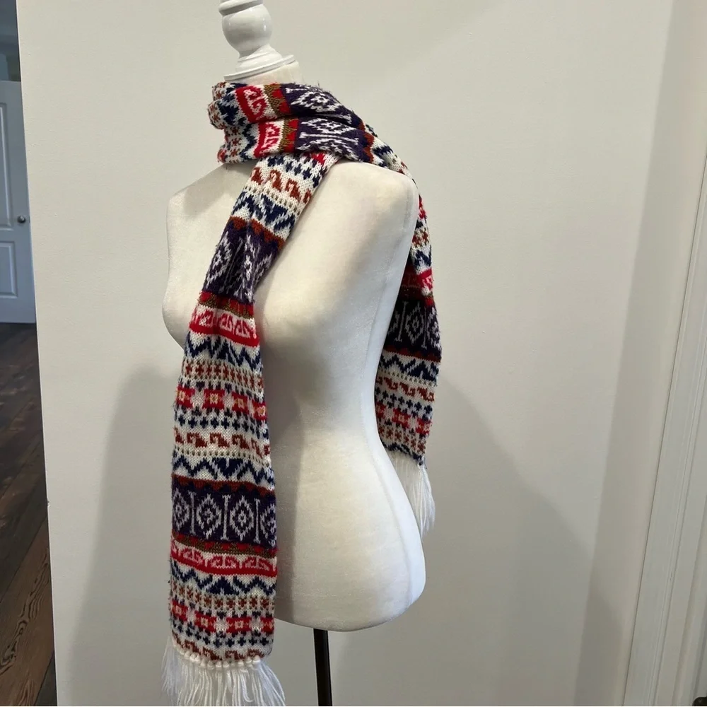 Vintage Hanes Fair Isle Fringe Scarf